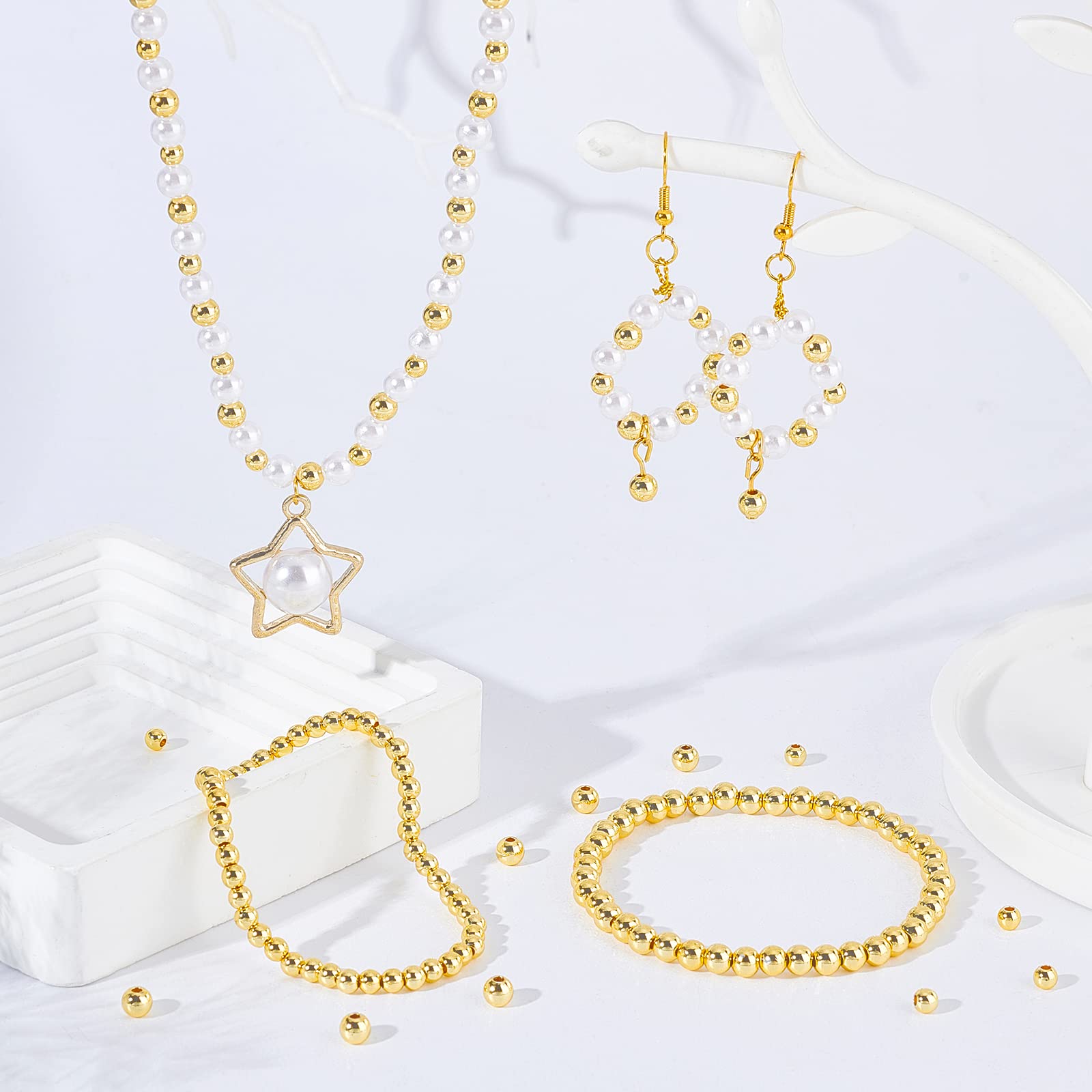 500 Perline Distanziali Oro 18K – 3 Mm, Rotonde, In Ottone, Per Creazione Gioielli E Fai Da Te