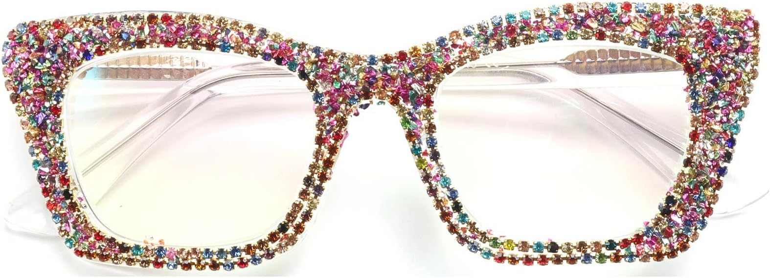 MinclOprah style Bling Rhinestone Square Reading Glasses For Women Shiny Diamond Blue Light Blocking Eyeglasses