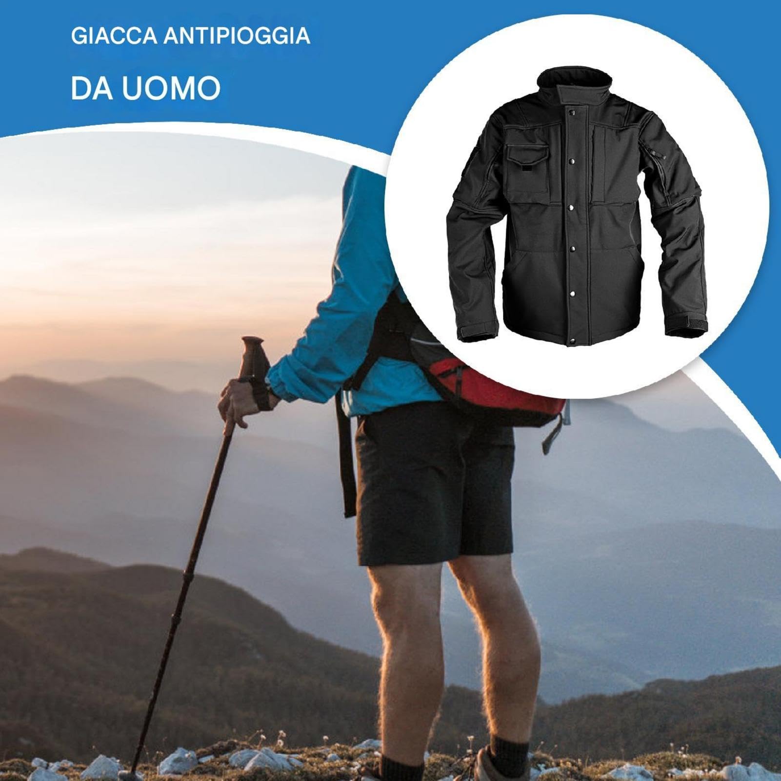 Giacca Antipioggia Uomo giacche per attività outdoor leggere e antivento