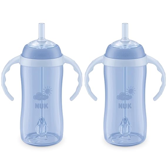 NUK Learner 10 oz Straw Cup and Replacement Silicone Spout Active and Learner Cups Pack of 3
