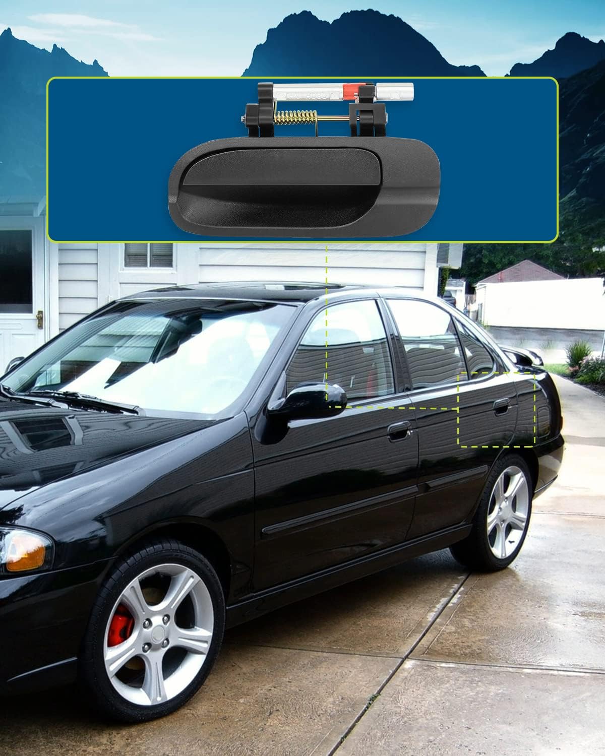 LUJUNTEC Exterior Door Handles,Rear Door Handles Driver Left Passenger Right Side,Replacement for 2000-2006 for Nissan for Sentra,2pcs Texture Black Handles Replace