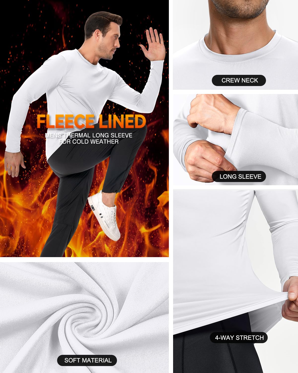 Boyzn Men's 1, 3 or 5 Pack Performance Long Sleeve T-Shirts, Quick Dry UPF 50+ Sun Protection Shirts, Moisture Wicking Sports Long Sleeve Running Tops, Athletic Gym Workout Shirts for Fishing Running