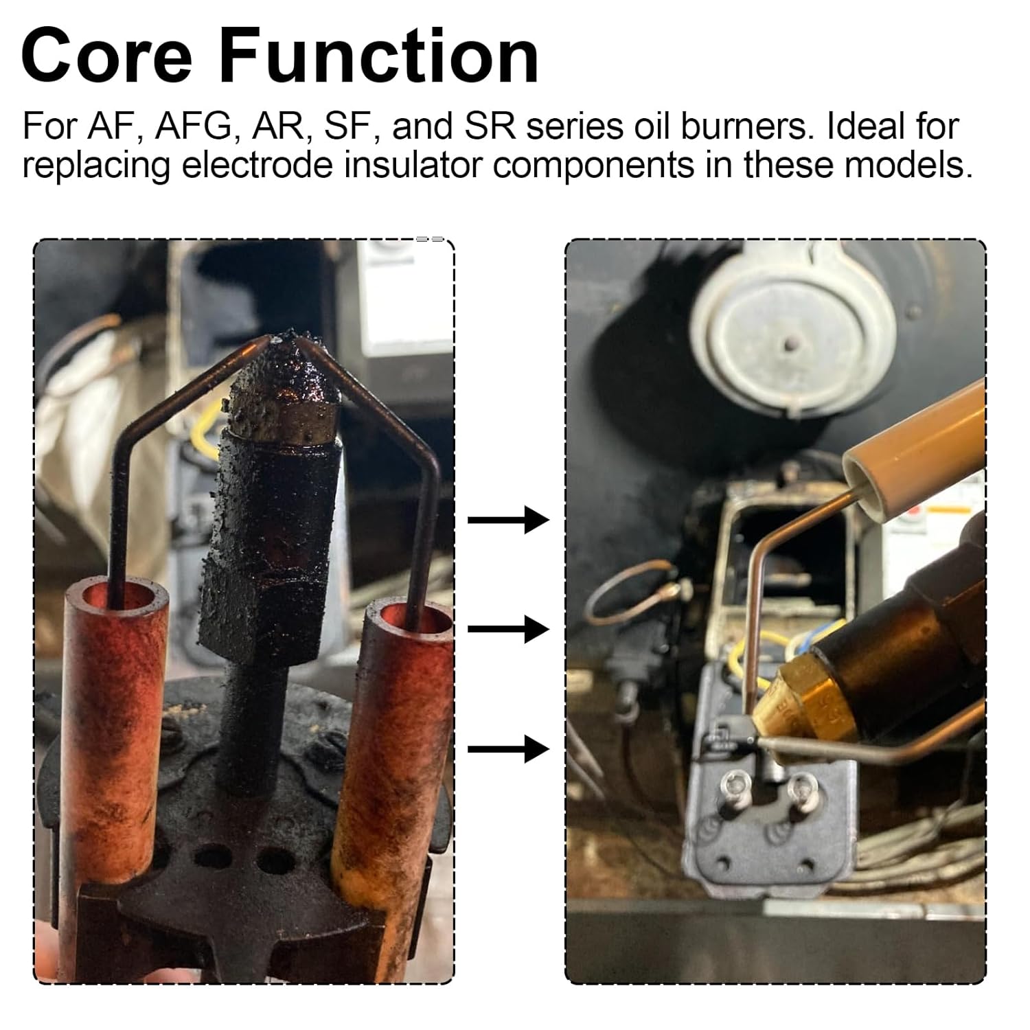 QQZ Electrode Insulator Assembly 5780 for Beckett Oil Burner Electrode Kit AF, AFG, AR, SF and SR Burners with Blast Tube Up to 9"
