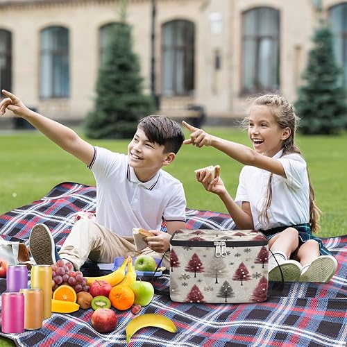 Miniatura 3 de Christmas Trees Modern Pattern Insulated Lunch Bag Women Reusable Lunch Tote Square Meal Bag for Adults Men Cooler Lunch Box for Work Travel Picnic