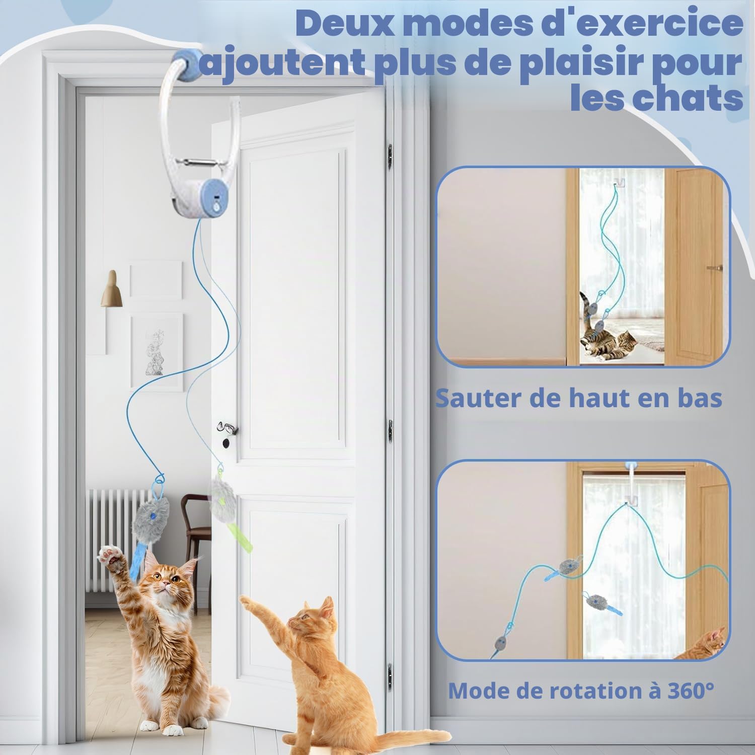 Jouet Interactifs à Suspendre pour Chat, Jouet à Suspendre pour Chat Interieur, Jouet Automatique Suspendu pour Chat, Jouet Porte Chats avec Corde et Souris en Peluche, pour Chasser et Exercer