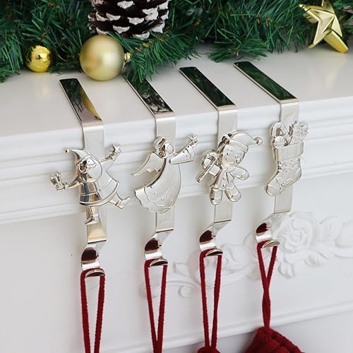 Miniatura 4 de Juego de 4 soportes de calcetines de Navidad para manto, ganchos reutilizables para calcetines de Navidad, colgador de Navidad sin daños para
