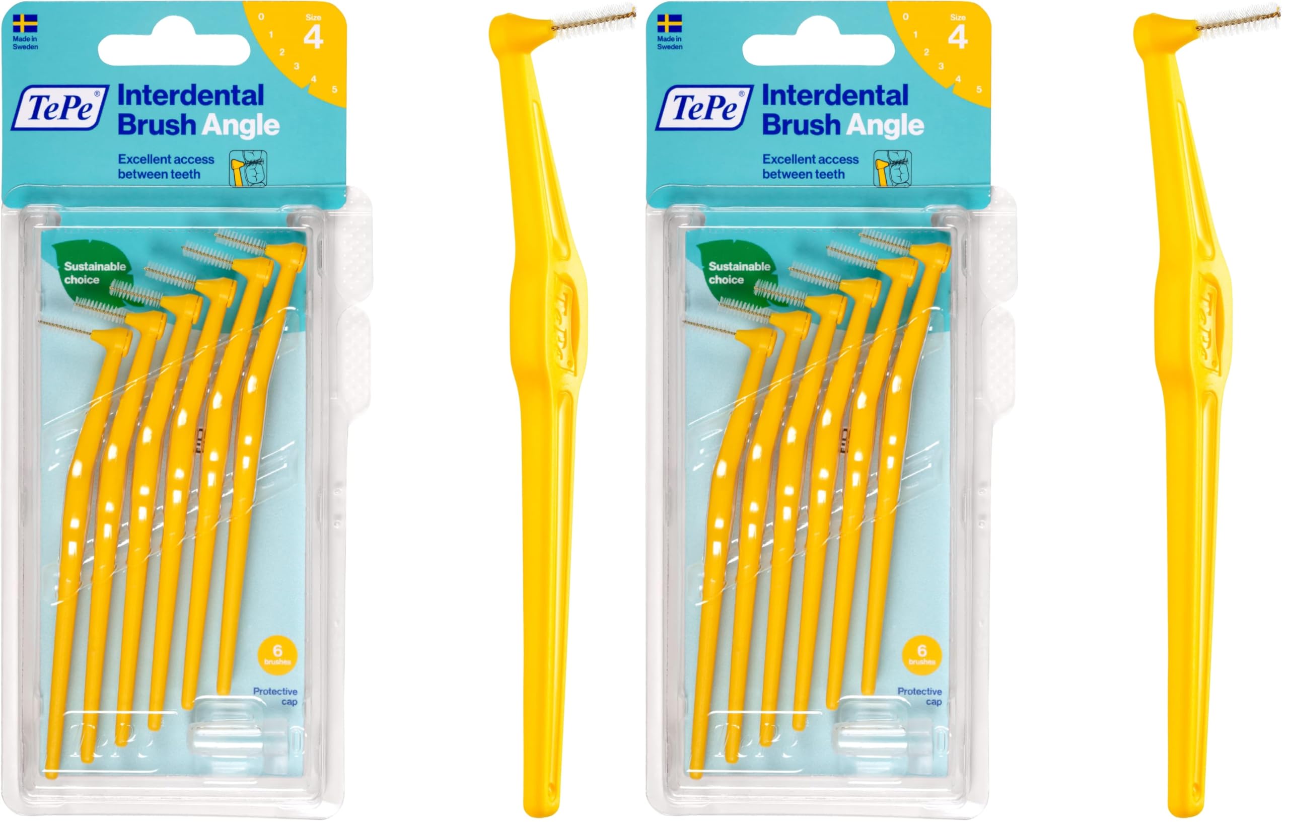 TePe Angle Saplı Arayüz Fırçası, Sarı, 0.7mm (2 paketi)