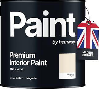 Hemway - Premium Interior Paint - Magnolia 2.5 L | Indoor Matt Finish, Acrylic & Water-Based Emulsion | Quick Dry & High Coverage for the Kitchen, Bathroom & Bedroom
