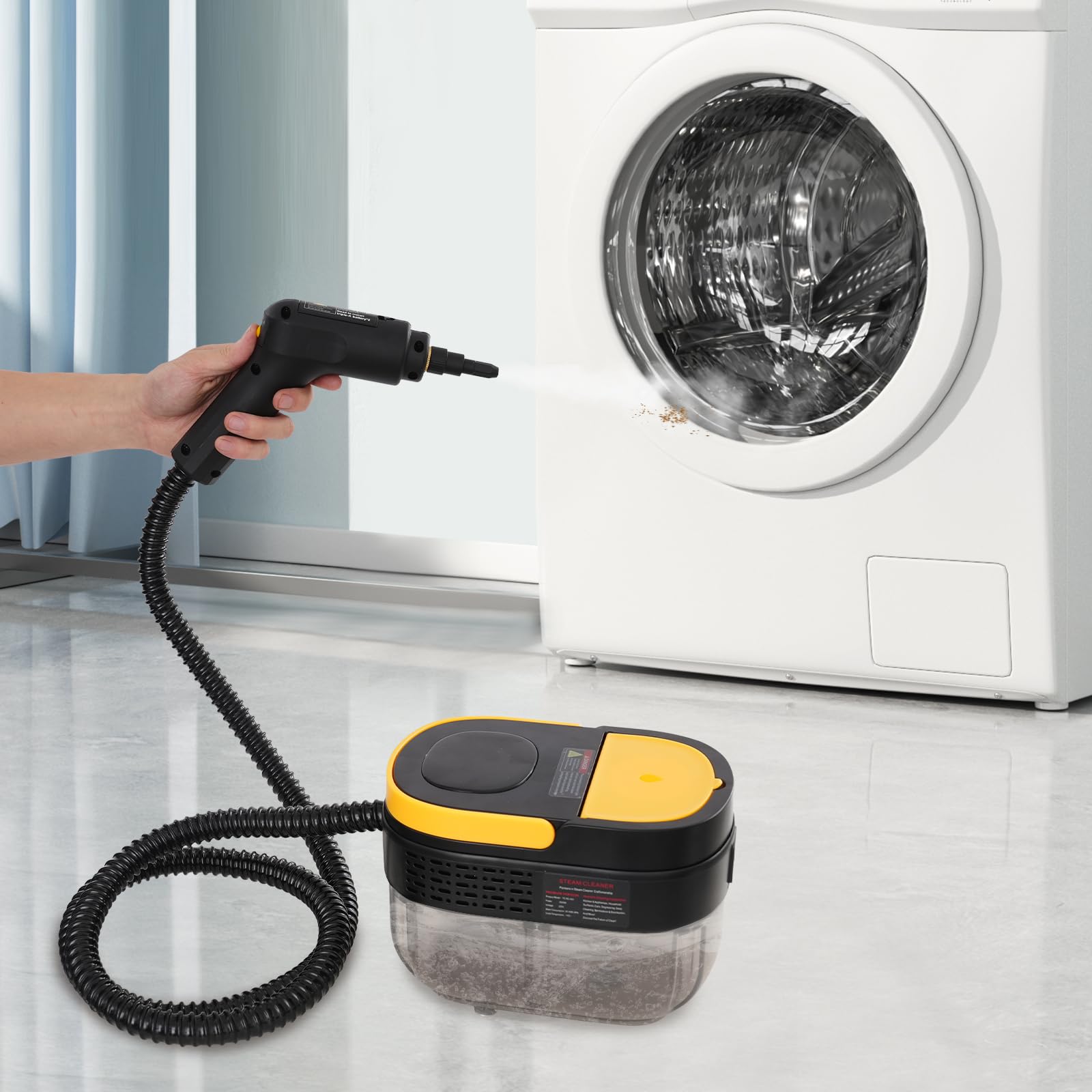 Handdampfreiniger 1500W Dampfreiniger 1600ml Wassertank | 3 Dampfstufen 15s Aufheizzeit 3,0bar Zubehör Auto Fenster Küche Bad Boden Fliesen Teppich Sofa Polster Haushaltsreinigung