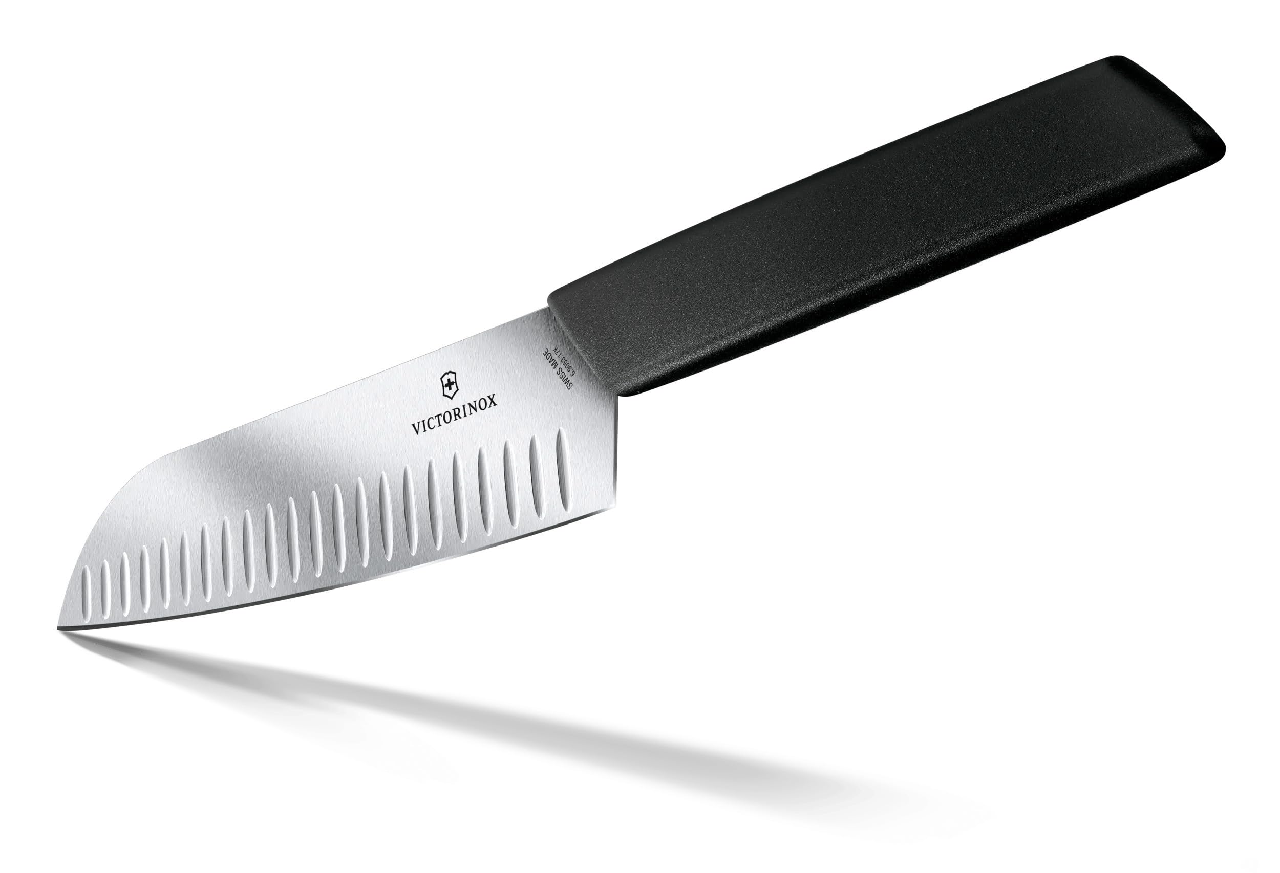 Victorinox Swiss Modern Couteau Santoku, Lame Alvéolée, Acier Inoxydable, Lavable au Lave-Vaisselle, Noir