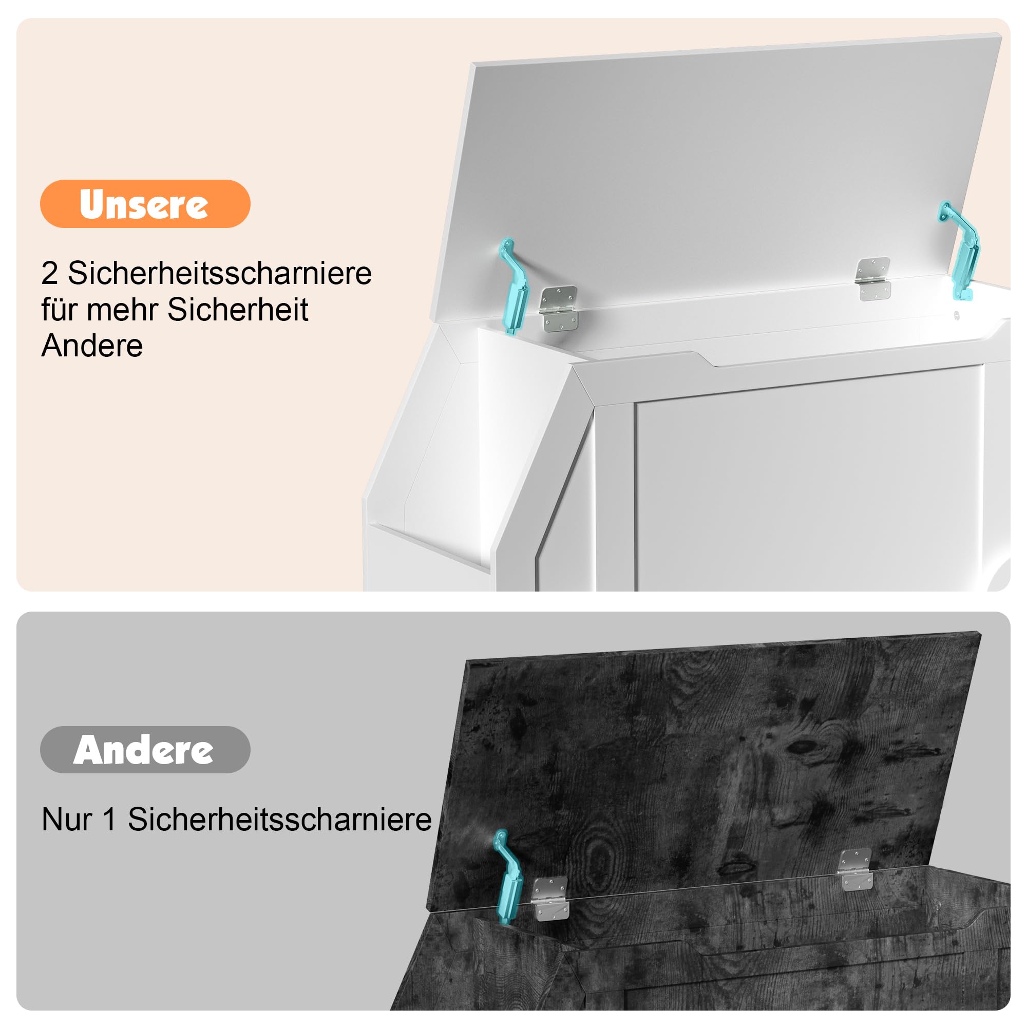 Sitzbank mit Stauraum, Schuhbank, 100 x 40 x 51cm, Kinderzimmer (weiß) | Spielzeugkiste für Kinder, mit Deckel, Spielzeug Aufbewahrungsbox, für Flur, Schlafzimmer, Wohnzimmer