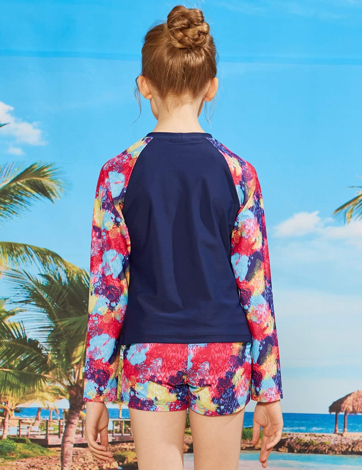 PHIBEE Girls' Rash Guard Set Long Sleeve UPF 50+ Sun Protection Two-Piece Swimwear - Image 6