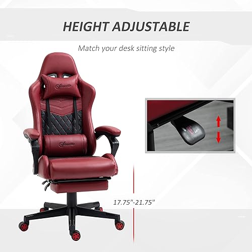 Miniatura 5 de Gaming Chair, Ergonomic Computer Desk Office Chair with Footrest, Height Adjustable Swivel Chair PU Leather and Lumbar Support for Gaming and Work
