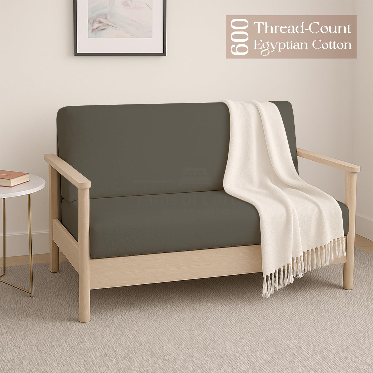 Queen Size Armless Futon Covers - 100% Egyptian Cotton Futon Slipcovers - Zippered Couch Cover Sofa Bed Protector, Sleeper Sofa Cover, Machine Washable, Dark Gray