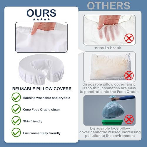 Miniatura 5 de Tatuo 12 fundas para cuna facial para masaje, fundas para reposacabezas de masaje, microfibra a granel, reutilizables, suaves, gruesas, para mesa de