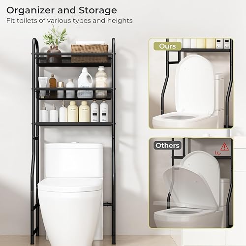Miniatura 4 de Almacenamiento sobre el inodoro, estantes de baño de metal de 3 niveles, estante independiente sobre el inodoro, ahorro de espacio para
