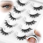 Self Adhesive Lashes 4/3 Half False Eyelashes Update More Stronger 12mm Natural Cat Eye Pre-glued Fake Lashes Press on Lashes Waterproof Gluess Wispy No Glue Needed Strip Lashes by EMEDA(14mm 6D49)