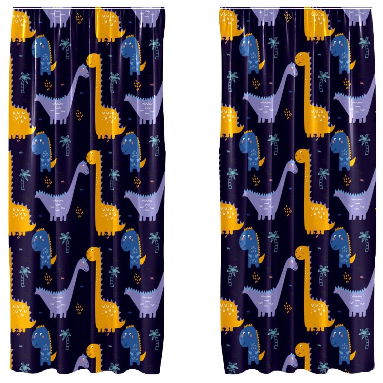Rideaux occultants dinosaures isolants en microfibre pour bloquer la lumière de la chambre
