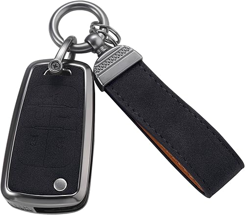 Miniatura 20 de YO&YOYE Compatible con cubierta de llavero Chevy con llavero de cuero Funda protectora para llave Chevrolet Equinox Malibu Cruze Camaro Tahoe