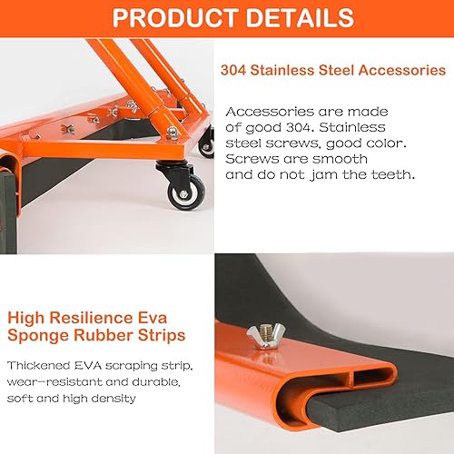 Miniatura 4 de Escobilla de goma deportiva de 4.3 pies para pista de tenis para piso con 2 cuchillas de espuma EVA, aleación de aluminio, color naranja