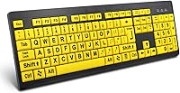 BOOGIIO Large Print Keyboard for Low Vision - Wired USB High Contrast Yellow Keys, 104-Key Full Size for Visually Impaired