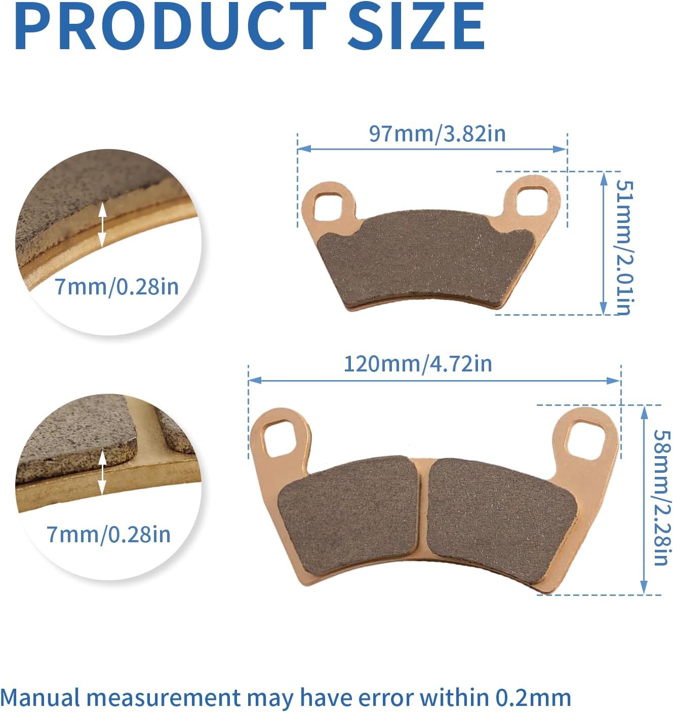 Sintered Metal Brake Pads for Polaris RZR XP 900/4 800 EFI/Ranger XP 900/Ranger 500/570/700/800/900 Ranger Crew 500, Durable Replacement Brake Pad Set Replaces 1911228 2203747 2205949 2208933