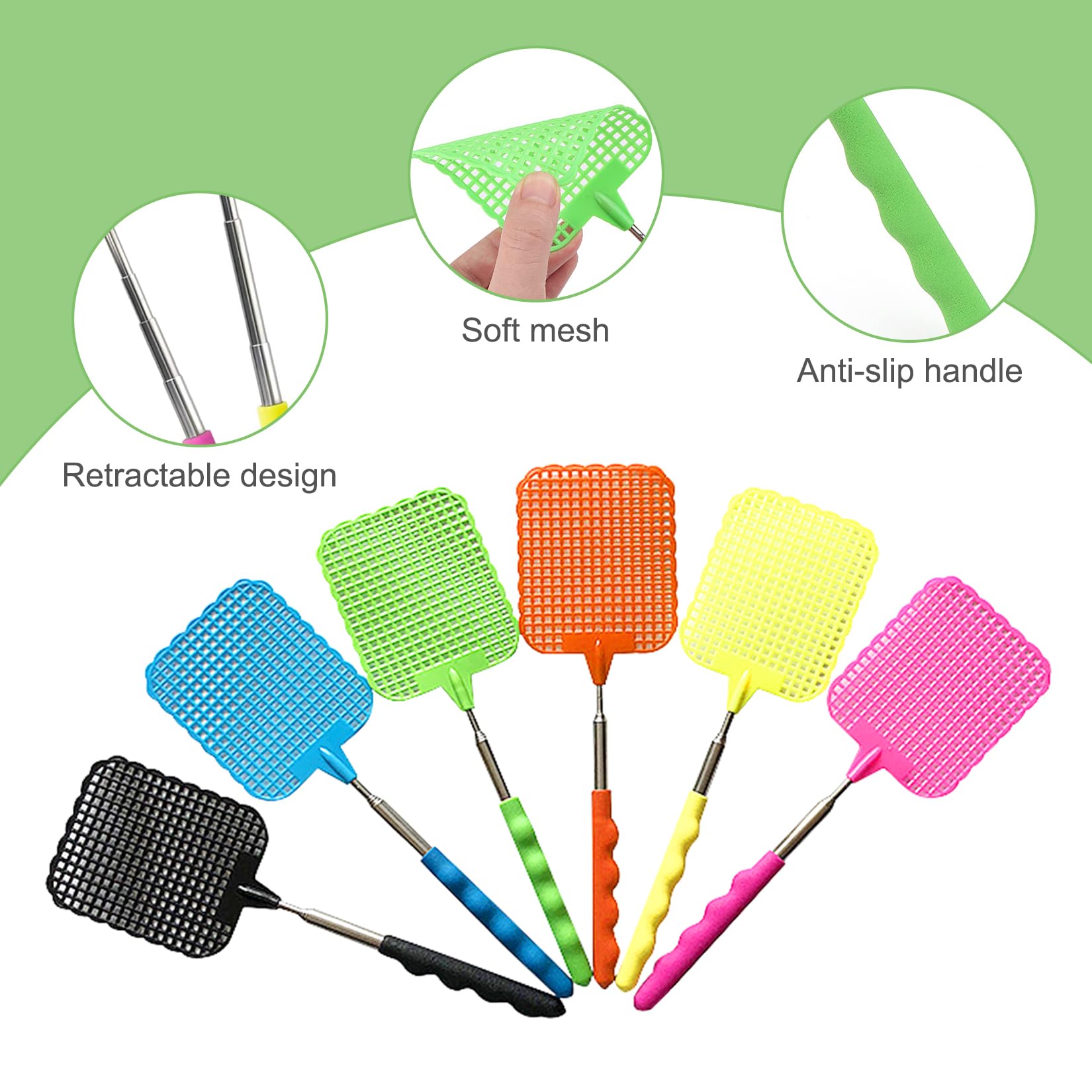 6 Sztuk Kolorowa Packa Na Muchy Rozciągliwa Plastikowa Packa Na Muchy Na Muchy Komary i Owady
