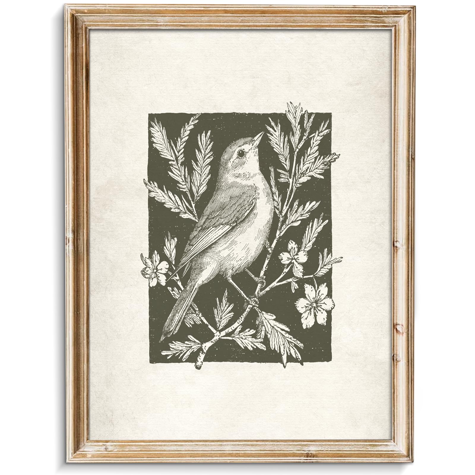 uniroWall Art Canvas Print Vintage Bird Wall Art Canvas Sparrow Farmhouse Pictures Neutral Sketch bird Canvas Oil Painting Nursery Decor Modern Home and Bedroom Decoration(8" x 10"-UNFRAMED)