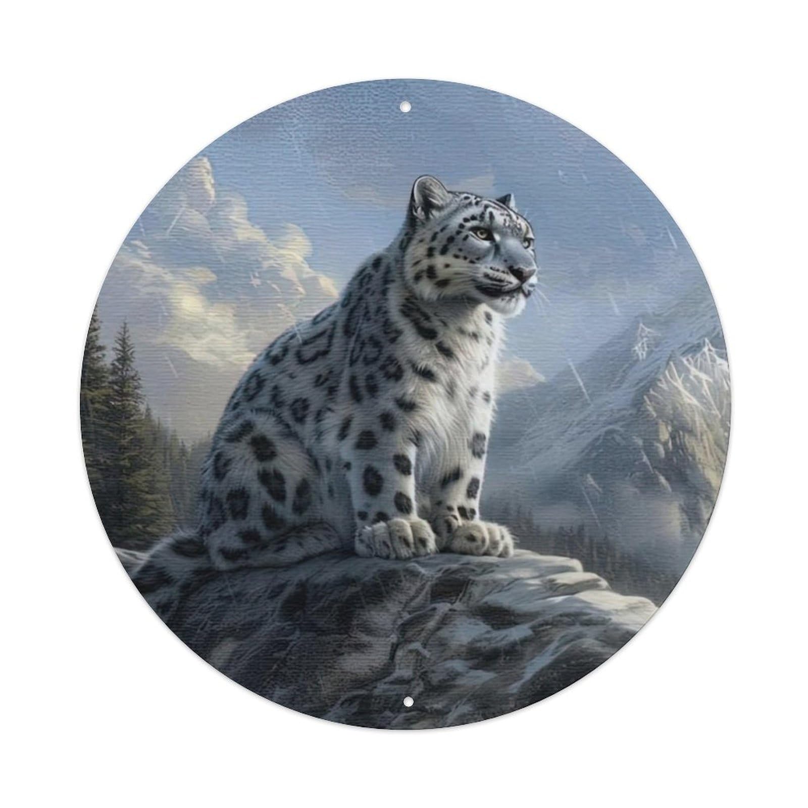 Animal Snow Leopard on The Peak Metal Tin Sign
