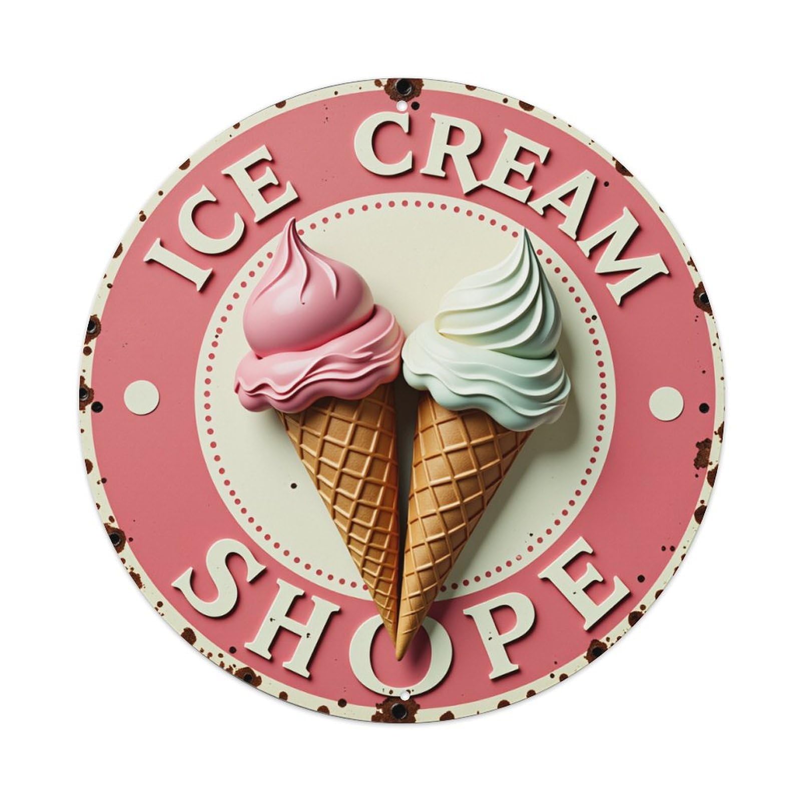 Ice Cream Cone Pattern Print Metal Tin Sign Vintage Garden Bedroom Cafe Bar Man Cave Home Wall Decor Metal Poster 8x8 inches