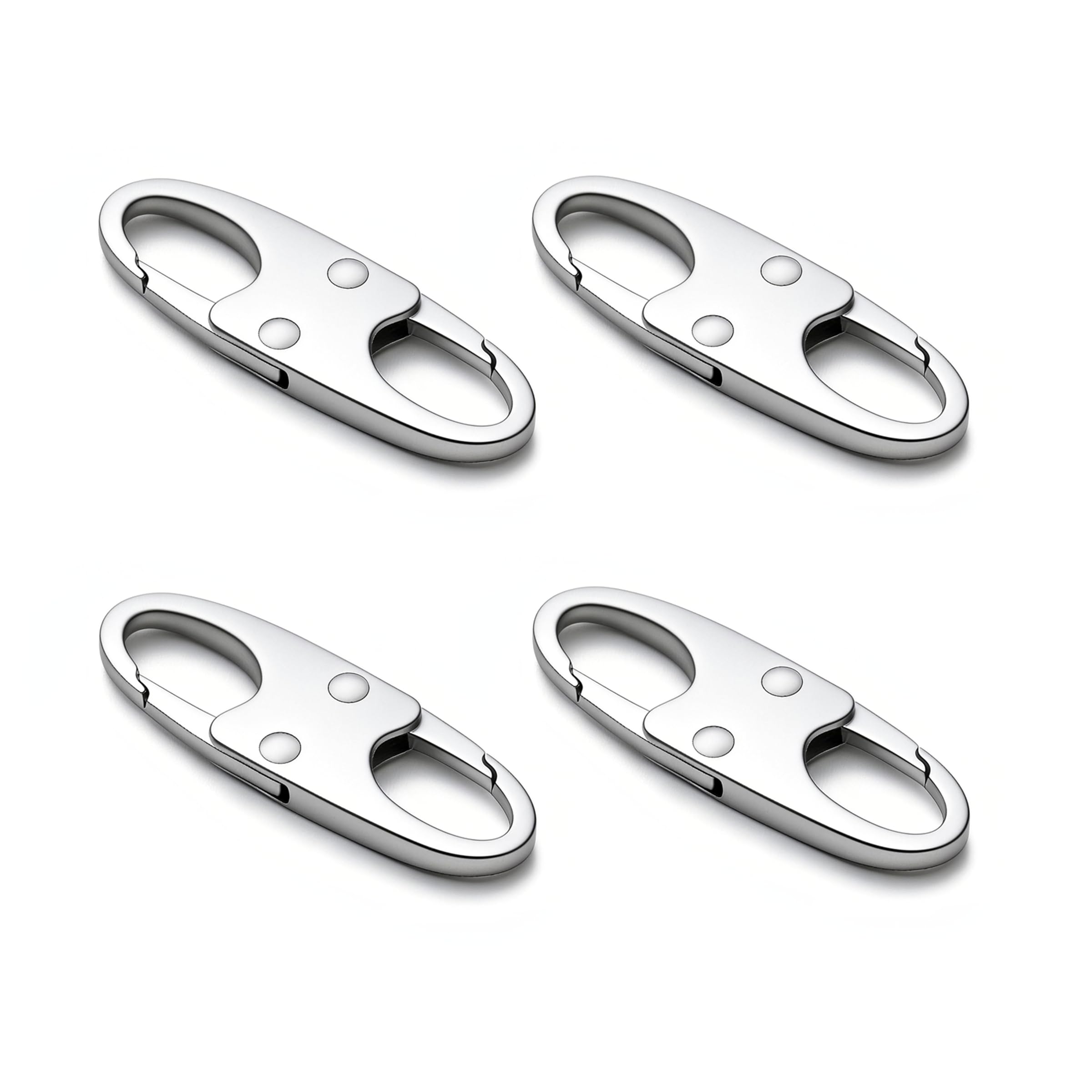 Zelin Anti Theft Zipper Clips Double Opening, 4Pcs Zinc Alloy Zipper Pull Replacement for Travel, Commuting and Camping (Frost Silver)