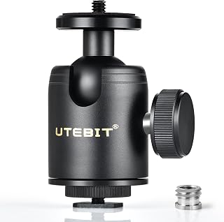 30mm Ball Head, UTEBIT 360° Swivel Camera Ballhead Mount with Removable Hot Shoe Adapter Max Load 30lb/15kg for DSLR Cameras Camcorders Monitor Monopod Light Stand