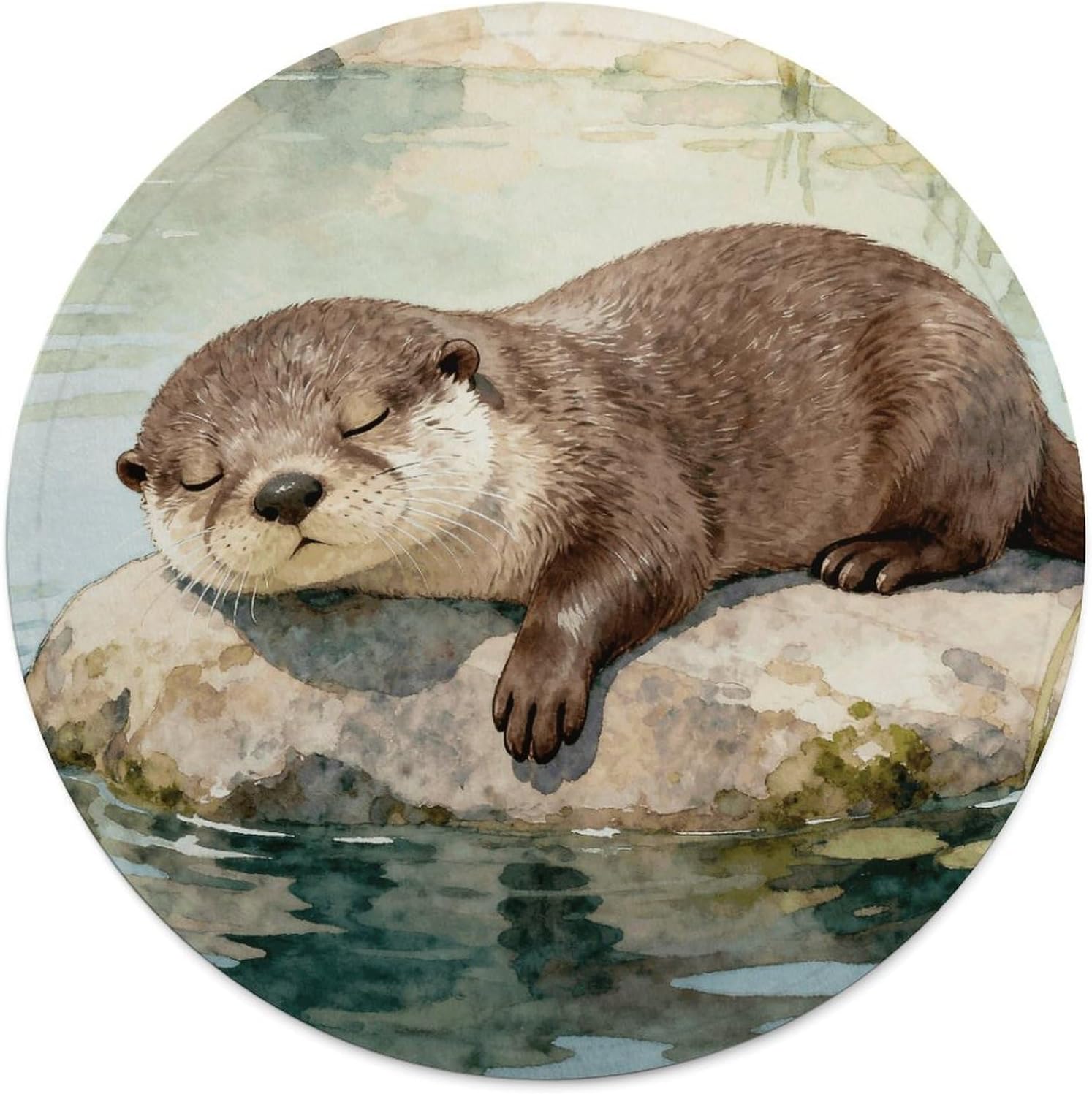 Otterly Exhausted Round Blanket Soft Comfortable Tapestry Lightweight Novelty Mats for Adult Home Decoration Circular Flanne Rugs for Indoors Outdoors Travel 60 Inch