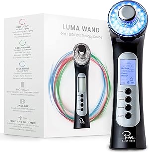 Pure Daily Care Luma - 4 in 1 Skin Therapy Wand - Ion Therapy LED Light Machine - Wave Stimulation- Massage - Anti Aging - Lift & Firm Tighten Skin Wrinkles