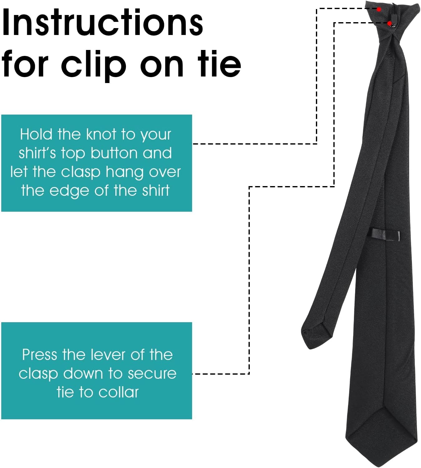 Yolev Men's Clip On Ties 20 Inches Solid Color Clip-on Neckties Pre-tied Neckties for Wedding Office School Uniform