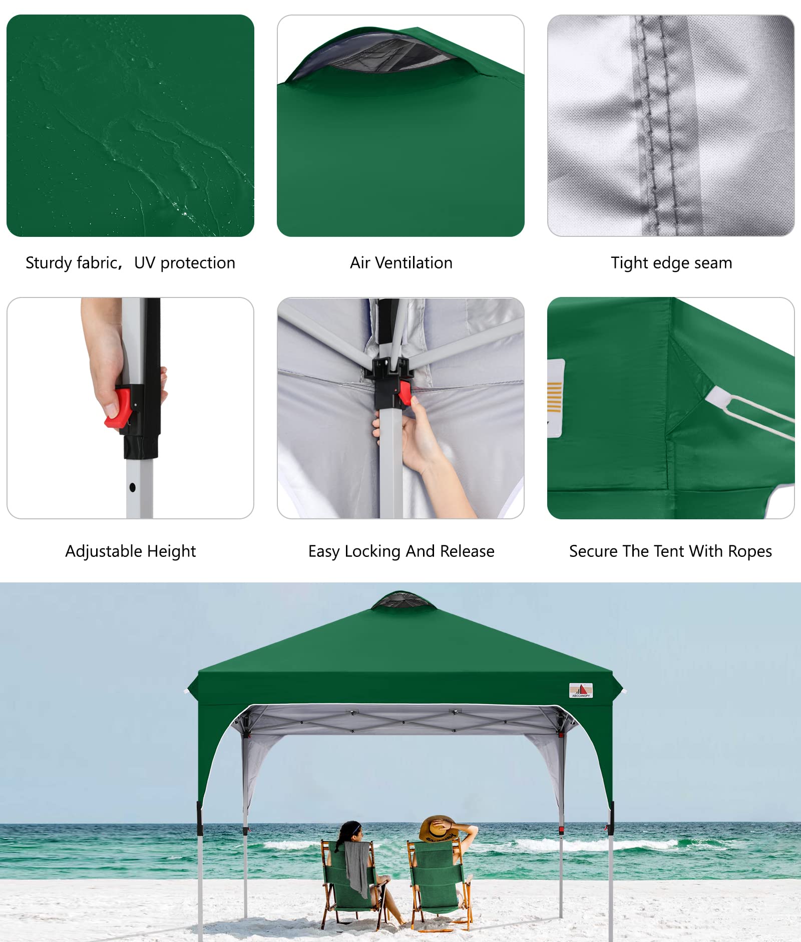 ABCCANOPY 10x10ft Pop Up Canopy Tent - Heavy Duty, Portable With 4 Sandbags (Olive Green)