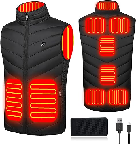 Jaoruizer Electric Heated Vest for Men Women, 10000mAh Rechargeable Heated Vest with Battery Pack Included, Women Size