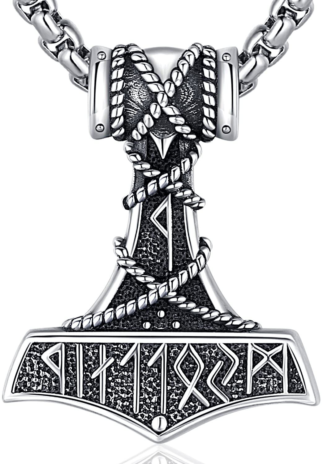 Aniu Colgante Martillo de Thor Hombre, Collar Vikingo Mjolnir Plata de Ley 925, Collar Thor Hammer con Odín/Nudo Celta/Cabeza de Cabra/Lobo, Colgante Nórdico Vikingo Amuleto Joyería para Hombres