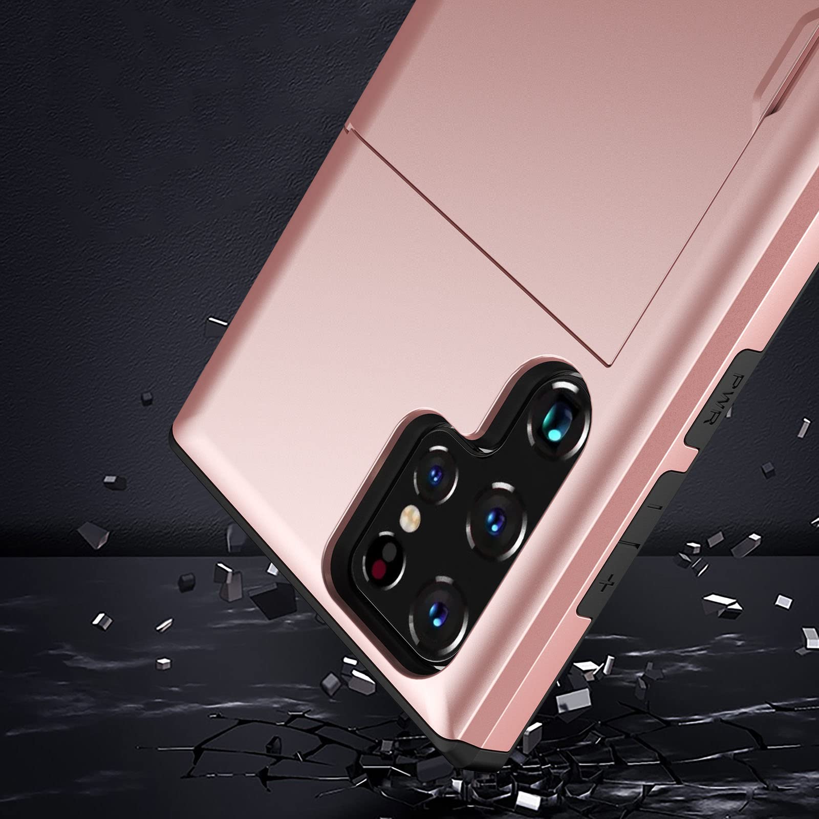 Funda per Samsung Galaxy S22/S22+/S22 Ultra, Estuche Billetero De Premium Carcasa Trasera con Ranura para Tarjeta Case Nti-Rasguño Anti-Huella Estuche,Plata,S22 Ultra 6.8"