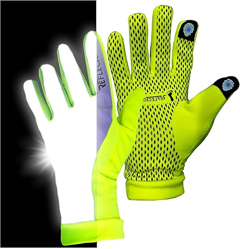 Miniatura 9 de ReflecToes Guantes de correr reflectantes de invierno - Guantes cálidos compatibles con pantalla táctil - Forro polar térmico - Guantes de alta