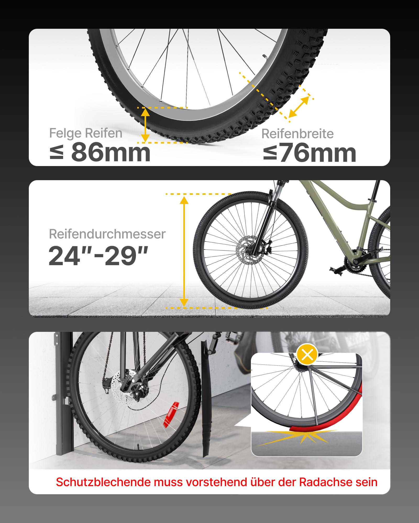 monTEK Automatischer Fahrradlift – Vertikaler Fahrradträger für schwere Fahrräder (bis 32 kg) – Einfache Montage, platzsparende Wandhalterung für Garage, Schuppen, Wohnung – Für 24-29" Reifen, E-Bikes