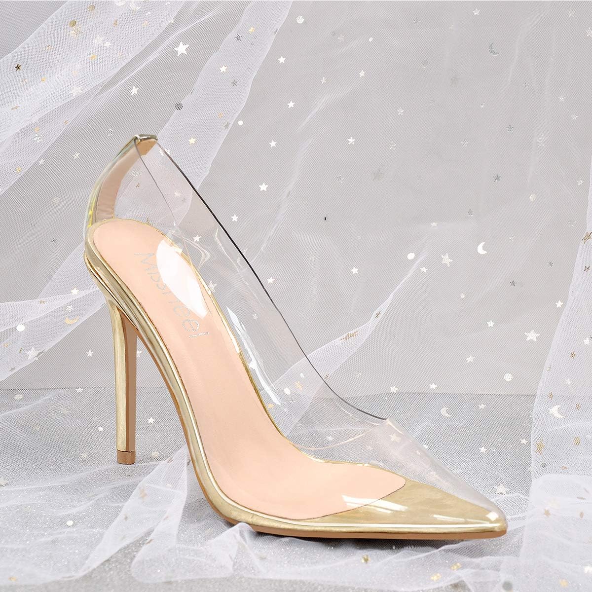 Clear and gold pumps Clearance