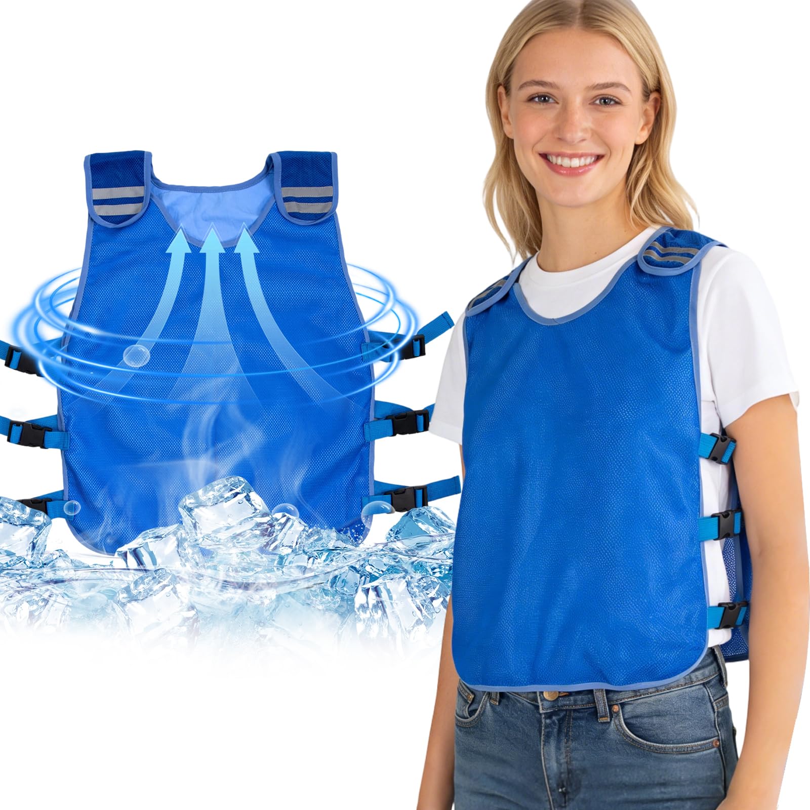 Chaleco Refrigerante,Chaleco Refrigerante Ajustable,Protección Contra el Calor del Verano,Refrigeración por Evaporación,Chaleco de Trabajo para Hombres y Mujeres que Trabajan al Aire Libre