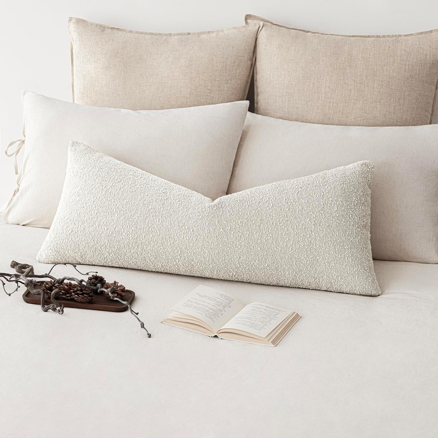 Foindtower Decorative Textured Boucle Throw Pillow Covers Accent Solid Pillow Cases Neutral Soft Cozy Couch Cushion Case for Chair Sofa Bedroom Living Room Home Decor 26x26 Inch,1PC,Light Pink