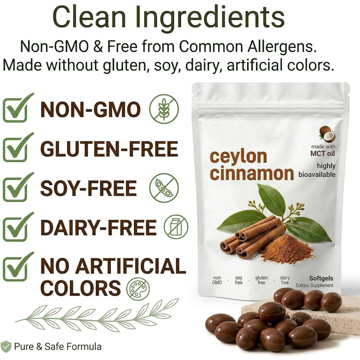 2026 New El-orita Ceylon Cinnamon Softgels con olio MCT, 300 softgel, vero integratore di cannella di Ceylon, non OGM, senza glutine, delicato supporto quotidiano per il benessere (2 pezzi)
