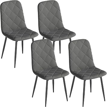 HOMCOM Dining Room Chairs Set of 4 Kitchen Chairs with Backrest Dark Grey