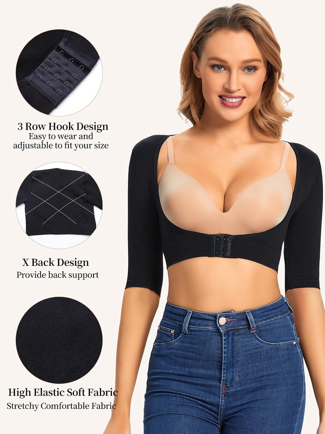 JOYSHAPER Upper Arm Shapers for Women Compression Sleeves Post Surgery Shapewear Tops Posture Corrector Arm Slimmer Vest - Image 3