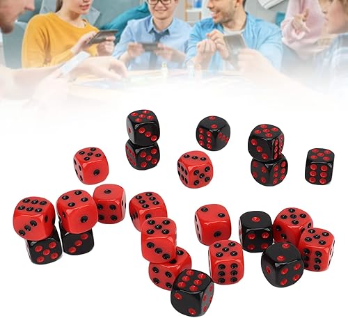 Miniatura 5 de 48 dados de seis caras, dados poliédricos ligeros de plástico negro y rojo para juegos de mesa, juegos interactivos, juegos de cartas coleccionables