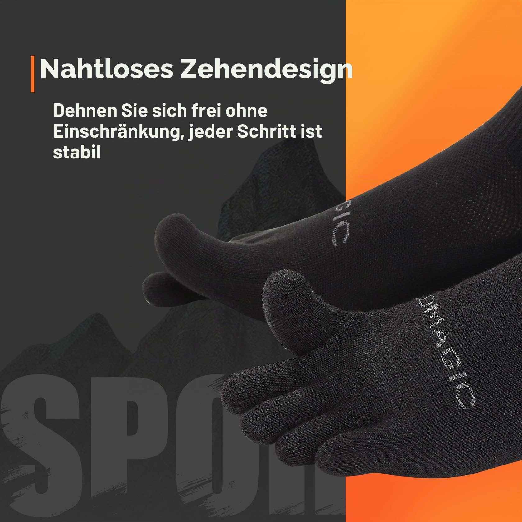 likloks Zehensocken für Herren und Damen – Sportliche Lauf- und Wandersocken mit fünf Zehen, Crew-Länge – Bequem, Weich, Atmungsaktiv