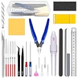 28Pcs Hobby Model Basic Tool Kit for Gundam, Modeler Tools Contains Separator, Flush Pliers, Mini File, Screwdrivers, Grinding Drill for Modeling, Building, Repairing and Fixing